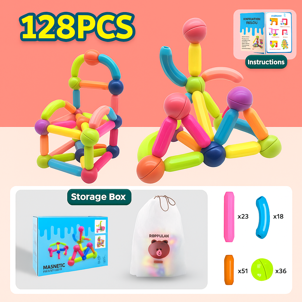 Magnetic Building Sticks Set – Large Pieces STEM Toy