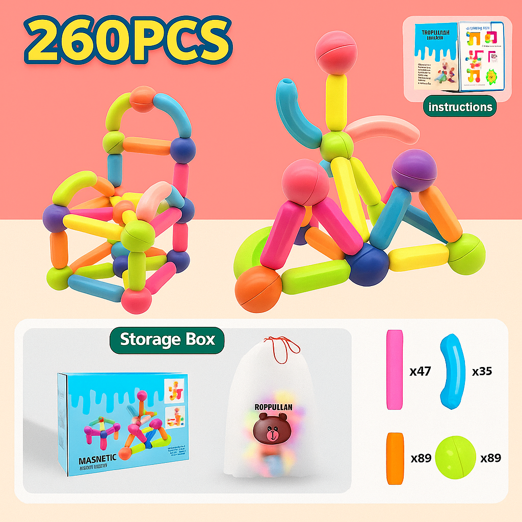 Magnetic Building Sticks Set – Large Pieces STEM Toy