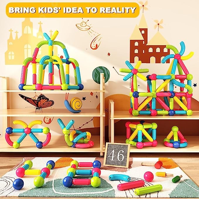Magnetic Building Sticks Set – Large Pieces STEM Toy