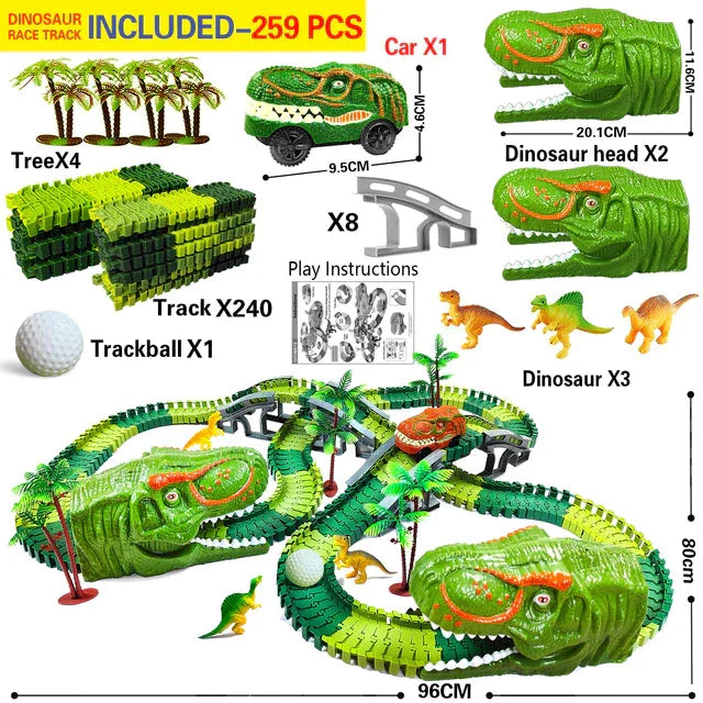 Racing Dinosaur Train Set | Imaginative Train Track Set for Unprecedented Play Fun - Including Extra Dino and Train Car