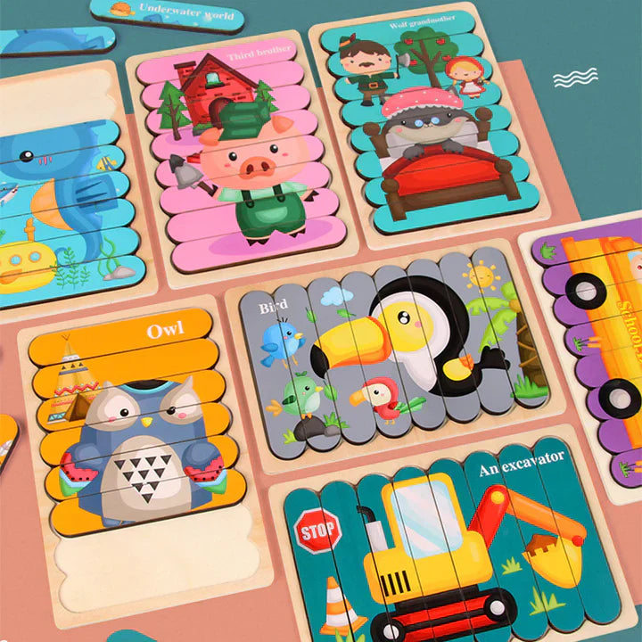 Toystar EcoToys Montessori Animal Puzzle | Educational and Stimulating - Double-sided 3D Puzzle - Educatief en Stimuleren ...