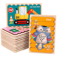 Thumbnail for Toystar EcoToys Montessori Animal Puzzle | Educational and Stimulating - Double-sided 3D Puzzle - Educatief en Stimuleren ...