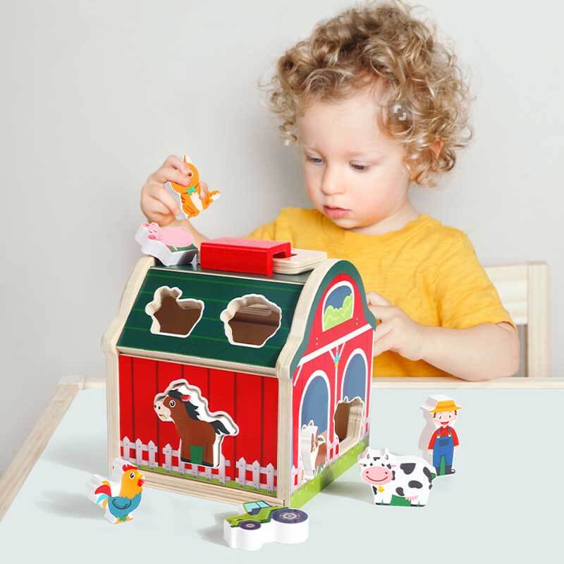 Toystar FarmyPlay | Educational and fun - Wooden sorting farm with farm animals and shapes - Leerzaam en leuk - Houten sor...