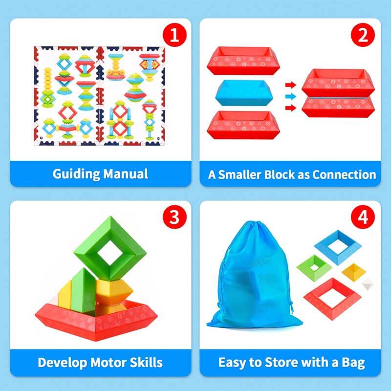 Toystar StackyPyramid | Build and discover - 3D pyramid stacking blocks for children - Bouw en ontdek - 3D piramide stapel...
