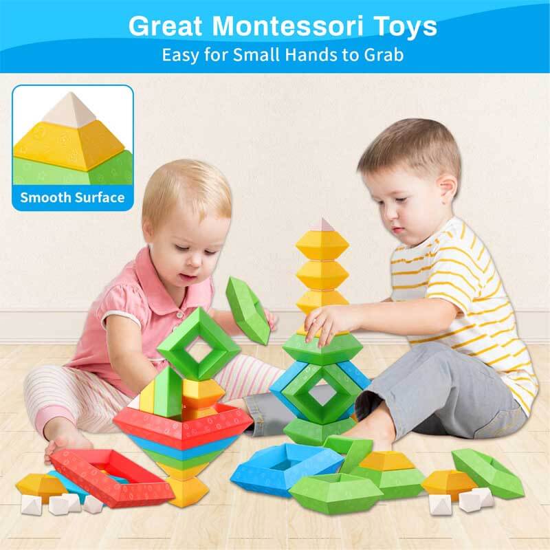Toystar StackyPyramid | Build and discover - 3D pyramid stacking blocks for children - Bouw en ontdek - 3D piramide stapel...