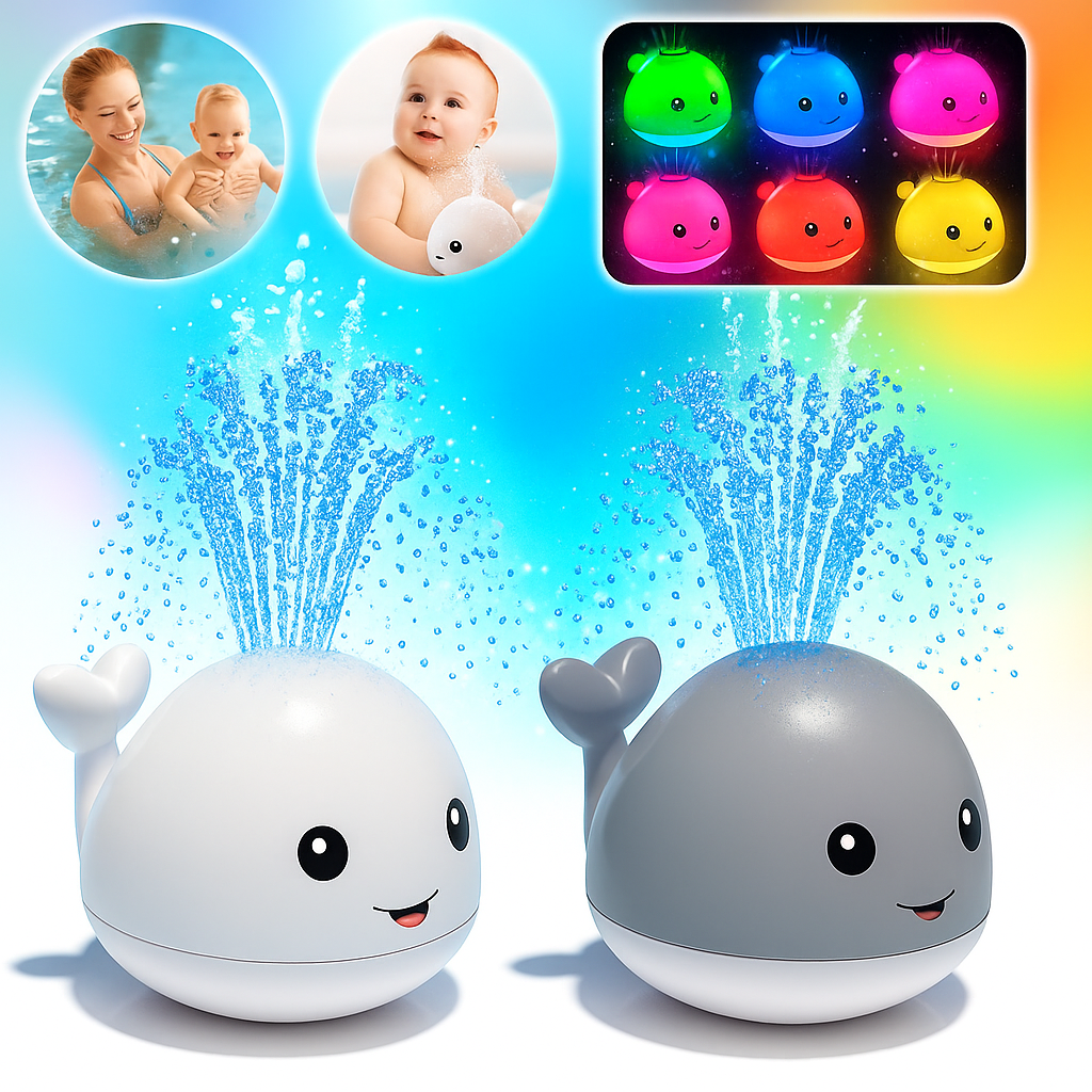 Interactive Whale Bath Toy | LED Light Water Spray Baby Toy