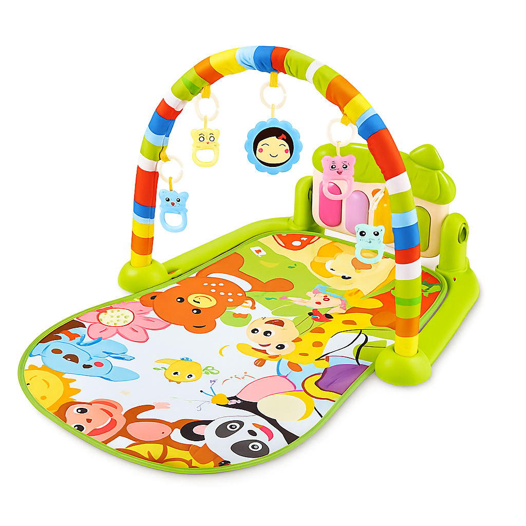 Musical Baby Play Gym With Piano – Tummy Time Mat With Lights & Animal Sounds