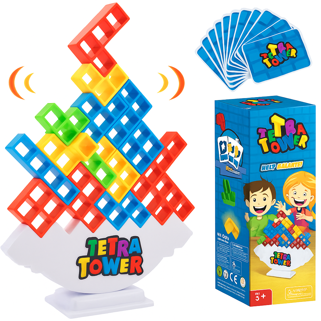 Tumbling Tetris Tower – Balance Game for Kids & Family Fun