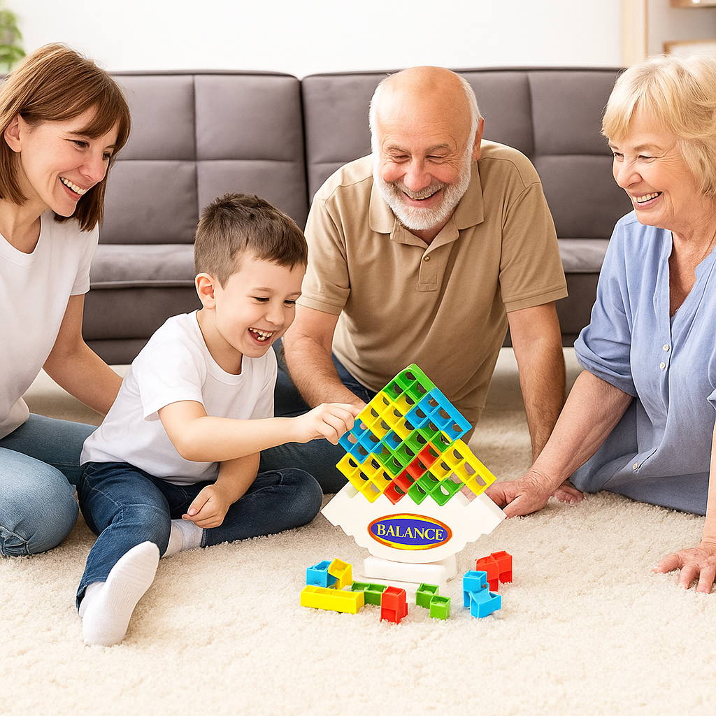 Tumbling Tetris Tower – Balance Game for Kids & Family Fun