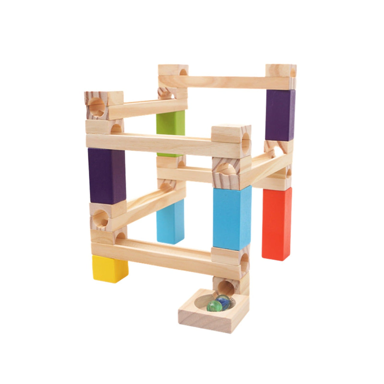 Toystar EcoToys Wooden Marble Race Track | Educational - Fun Game for Kids - Educatief - Leuk Spel voor Kinderen