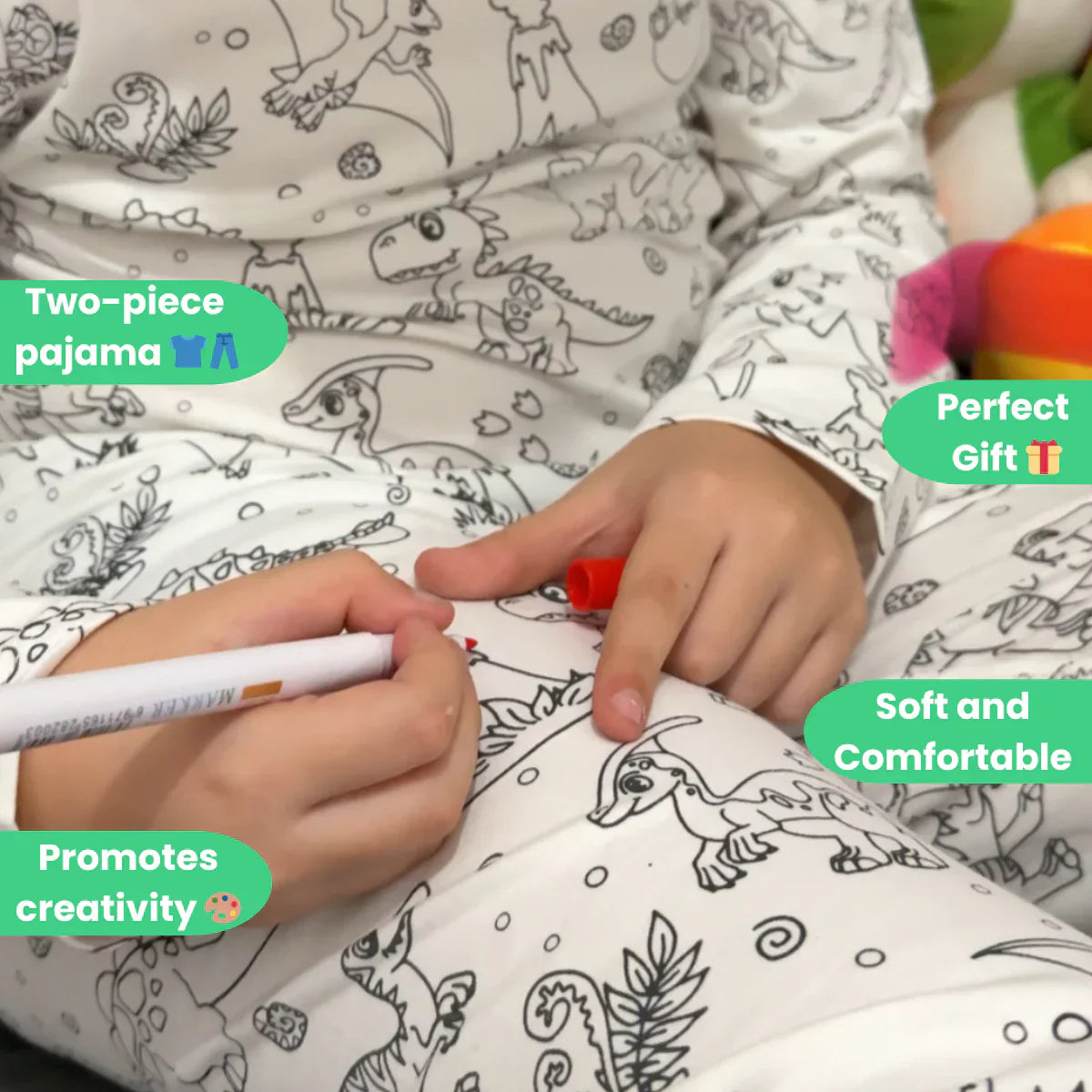 Toystar DinoDreams | Color and play - DIY pajama set with dino print - Kleuren en spelen - DIY pyjamaset met dino-print (6)