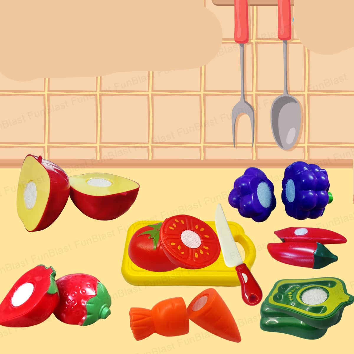 Toystar MiniChef | Playful learning to cut - Fruit and vegetable cutting set for children - Speels leren snijden - Groente...