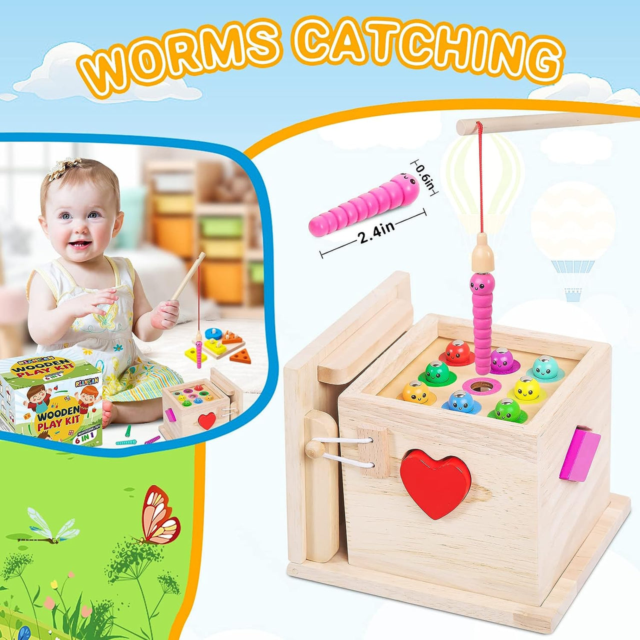 Toystar EcoToys EduPlay Box | Encourage learning and discovery - Montessori Wooden Playset - Stimuleer leren en ontdekken ...
