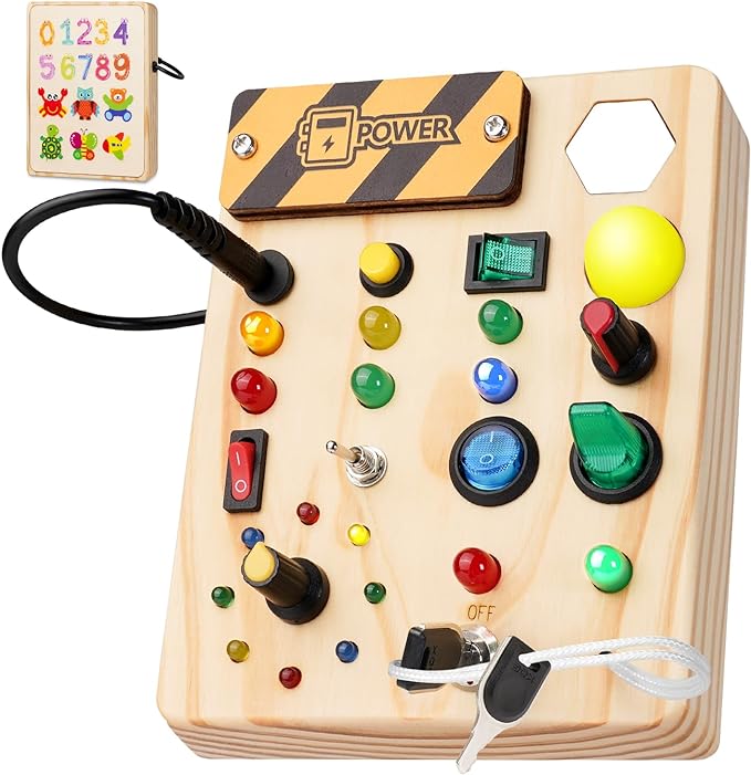 Toystar EcoToys GlowSwitch | Develop your Toddler's Creativity - Montessori LED Wooden Game Board - Ontwikkel de Creativit...