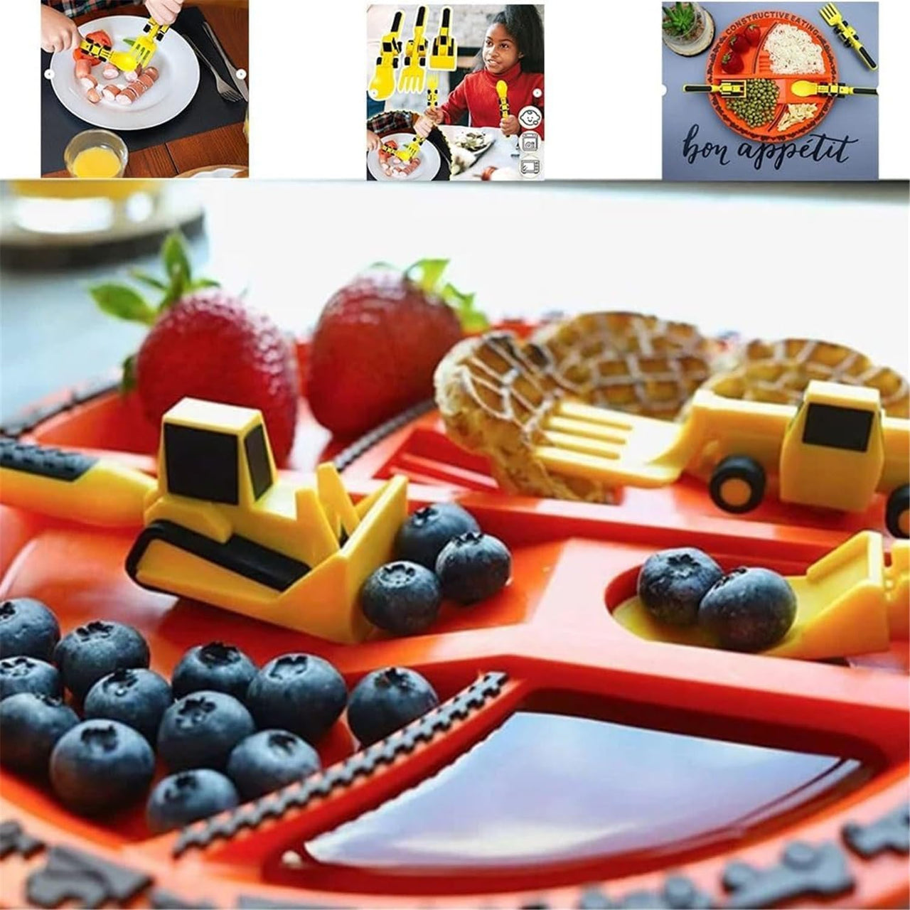 Toystar Build & Bite | Eating fun for little builders - Playful children's cutlery set - Bestseller - Eetplezier voor klei...