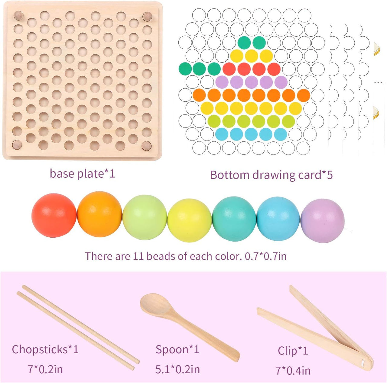 Toystar Ecotoys Grip & Play | Fine motor skills and learning fun - Wooden bead board with tweezers game for educational de...