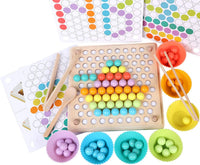 Thumbnail for Toystar Ecotoys Grip & Play | Fine motor skills and learning fun - Wooden bead board with tweezers game for educational de...