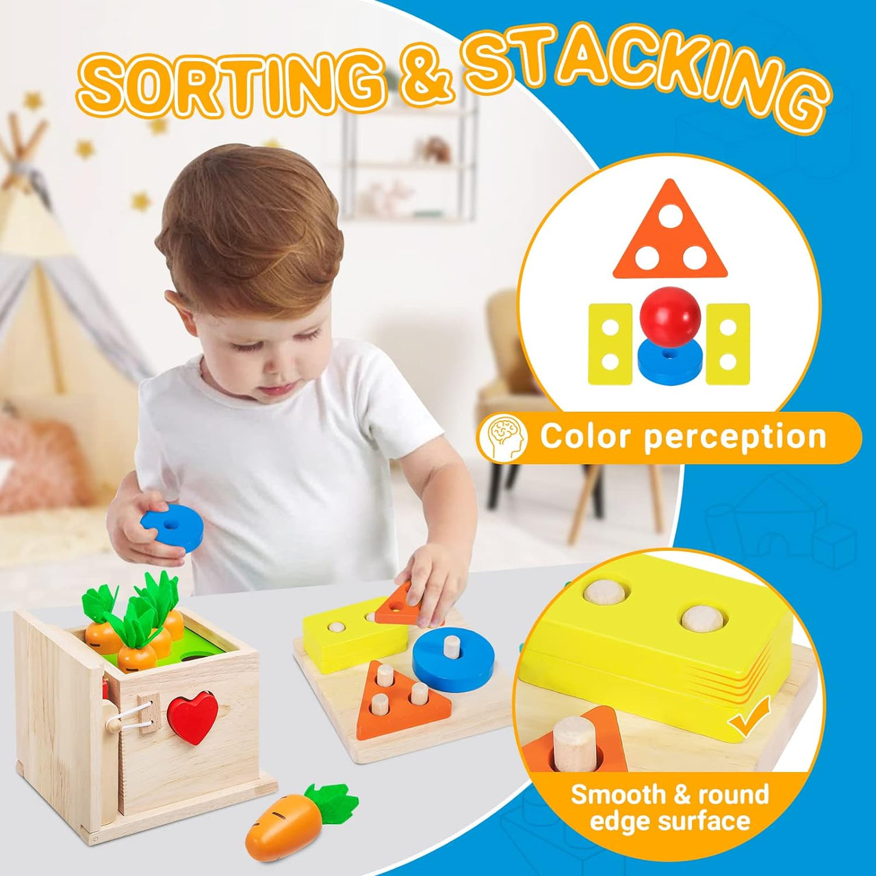 Toystar EcoToys EduPlay Box | Encourage learning and discovery - Montessori Wooden Playset - Stimuleer leren en ontdekken ...