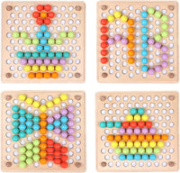 Thumbnail for Toystar Ecotoys Grip & Play | Fine motor skills and learning fun - Wooden bead board with tweezers game for educational de...