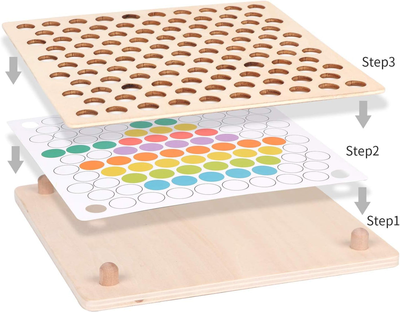 Toystar Ecotoys Grip & Play | Fine motor skills and learning fun - Wooden bead board with tweezers game for educational de...