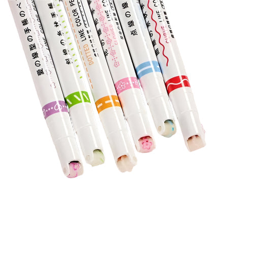 Multi-Color Highlighter Pen | Colorful Roller Tip Highlighter Set for Creative Minds - 6 Pieces Full of Fun