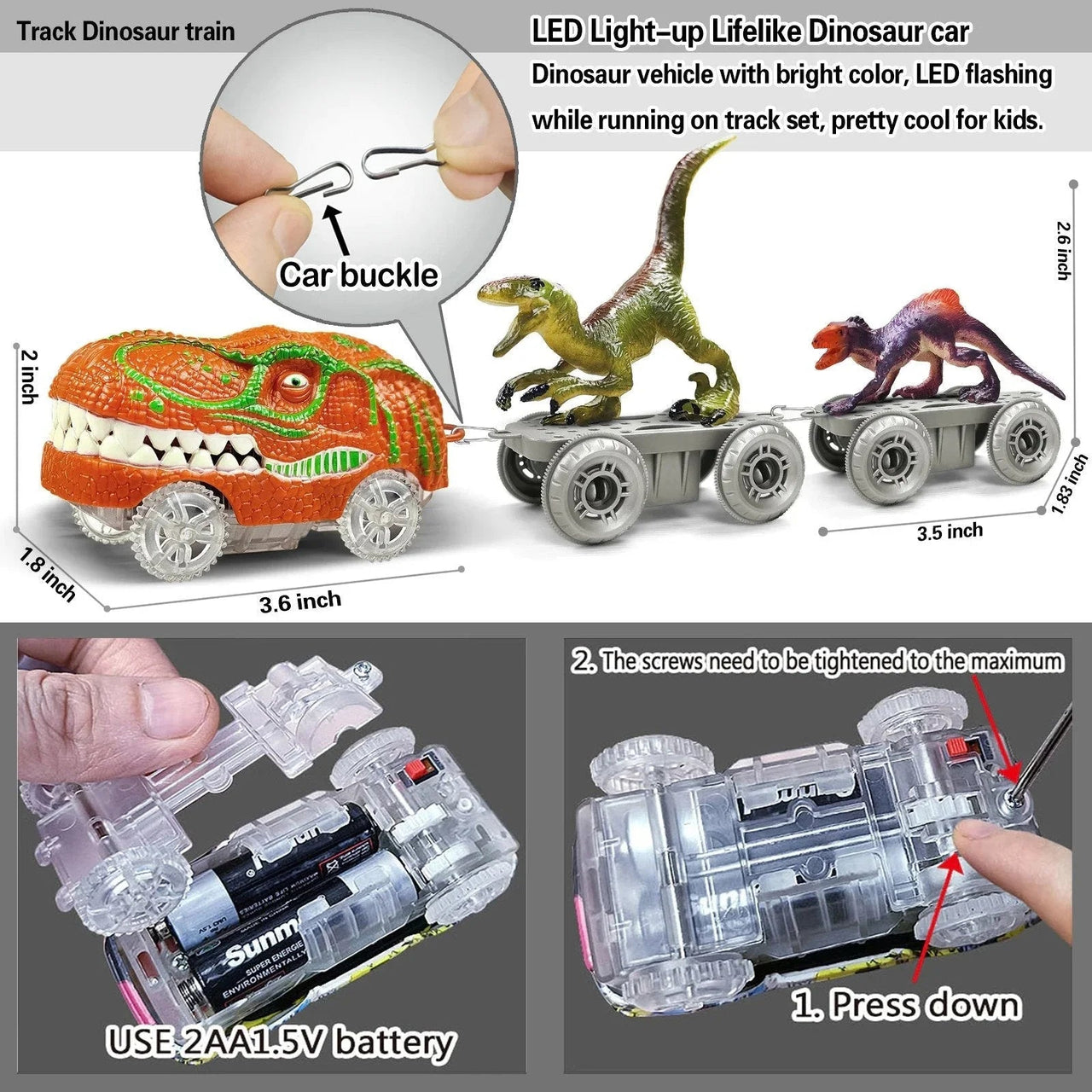 Toystar Racing Dinosaur Train Set | Imaginative Train Track Set for Unprecedented Play Fun - Including Extra Dino and Trai...