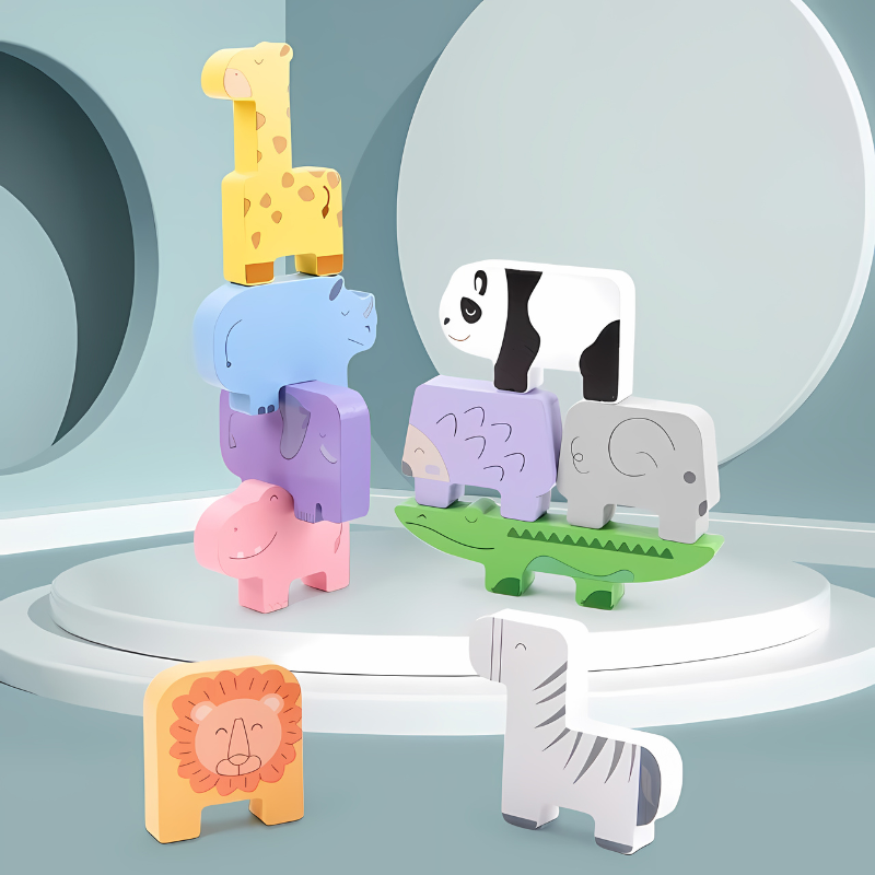 Toystar EcoToys StackMaster | Improves Fine Motor Skills - Stacking Adventure Wooden Animal Block Game - Verbetert fijne m...