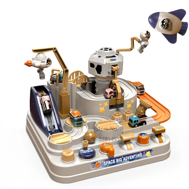 Toystar GalaxyTrack | Space adventure for young explorers - Train track and parking garage playset for children - Ruimteav...