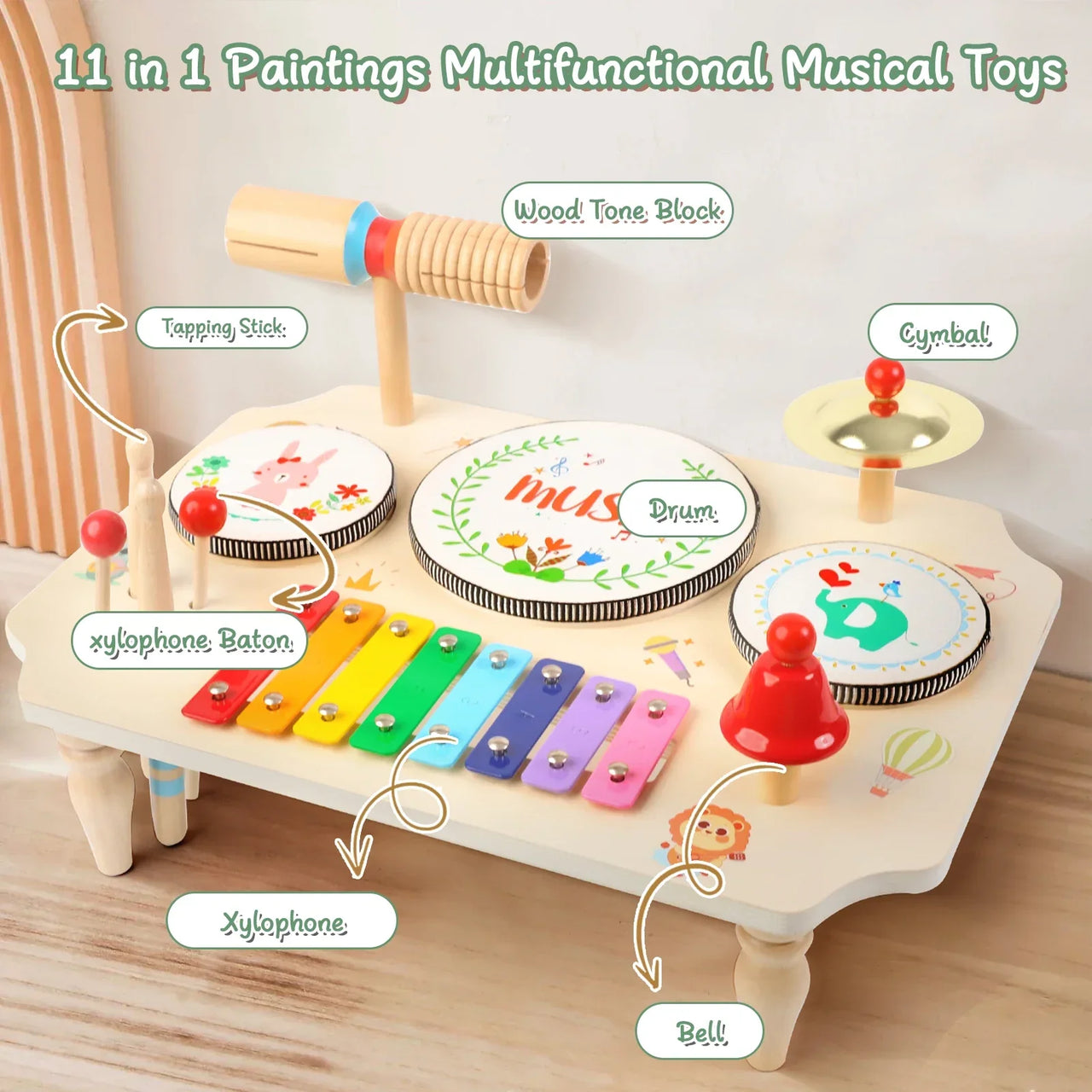 Toystar MelodyMix | Discover rhythm and sound - Wooden musical instrument set for children - Ontdek ritme en geluid - Hout...