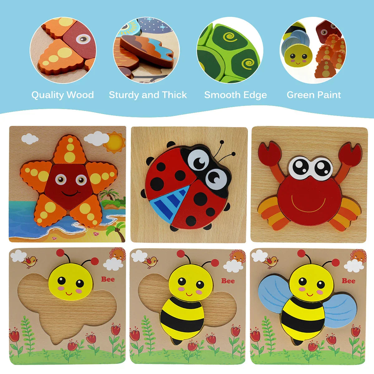 Toystar AquaPuzzle | Underwater Discovery - Wooden Sea Animals Puzzle for Toddlers - Onderwater ontdekking - Houten zeedie...