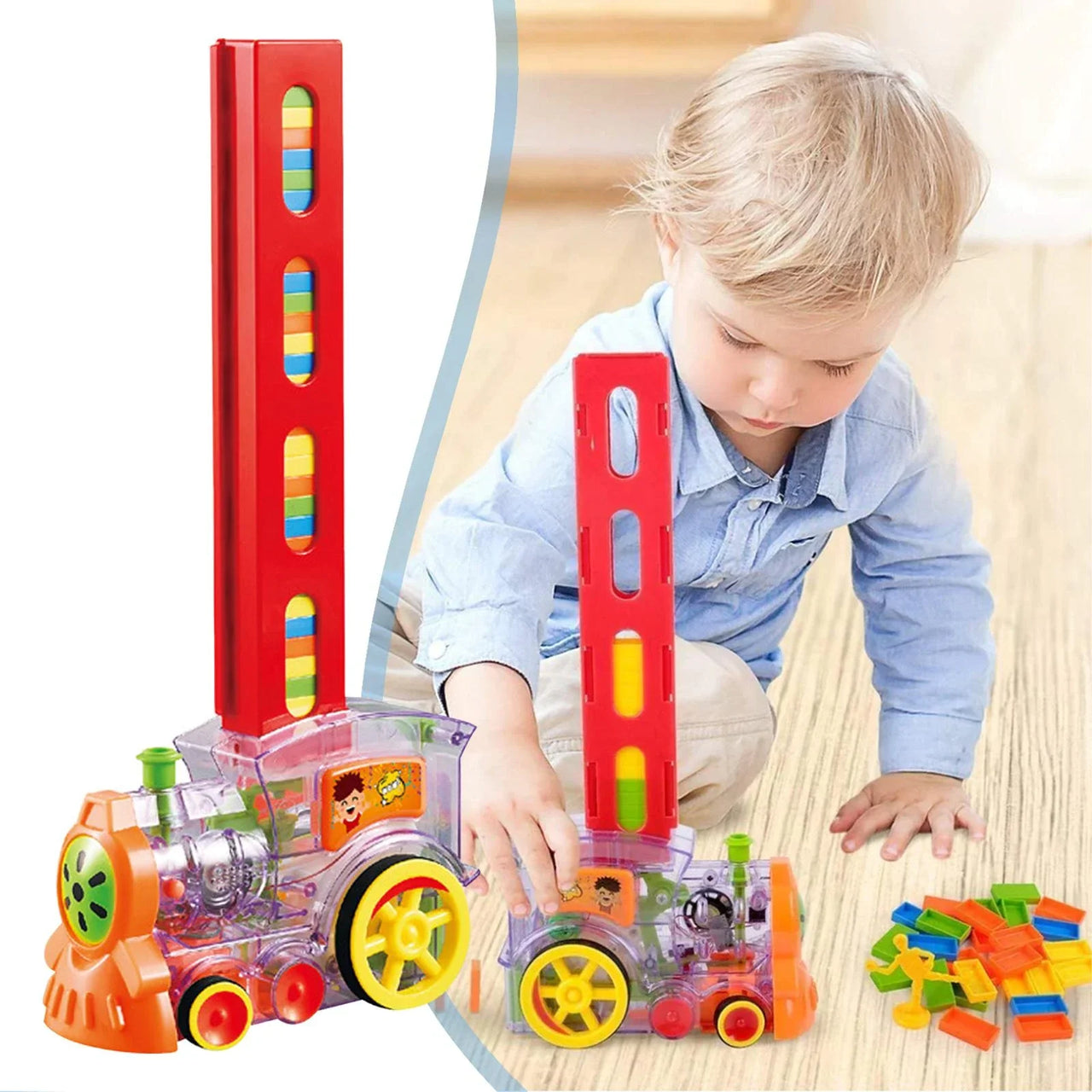 Toystar Super Domino Train | Stimulates building fun and creativity - Quick domino setup - Stimuleert bouwplezier en creat...