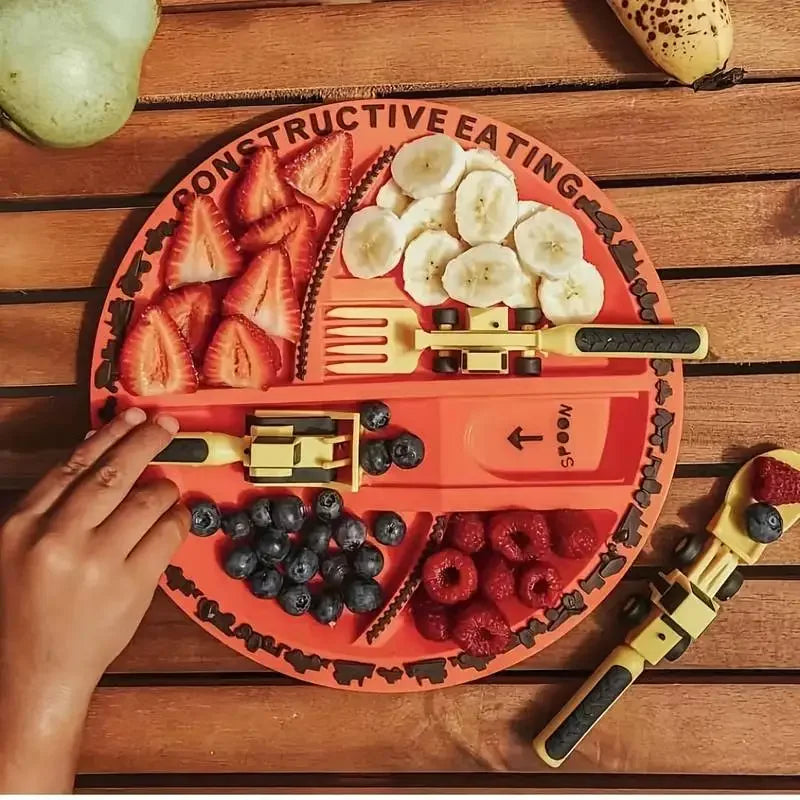 Toystar Build & Bite | Eating fun for little builders - Playful children's cutlery set - Bestseller - Eetplezier voor klei...