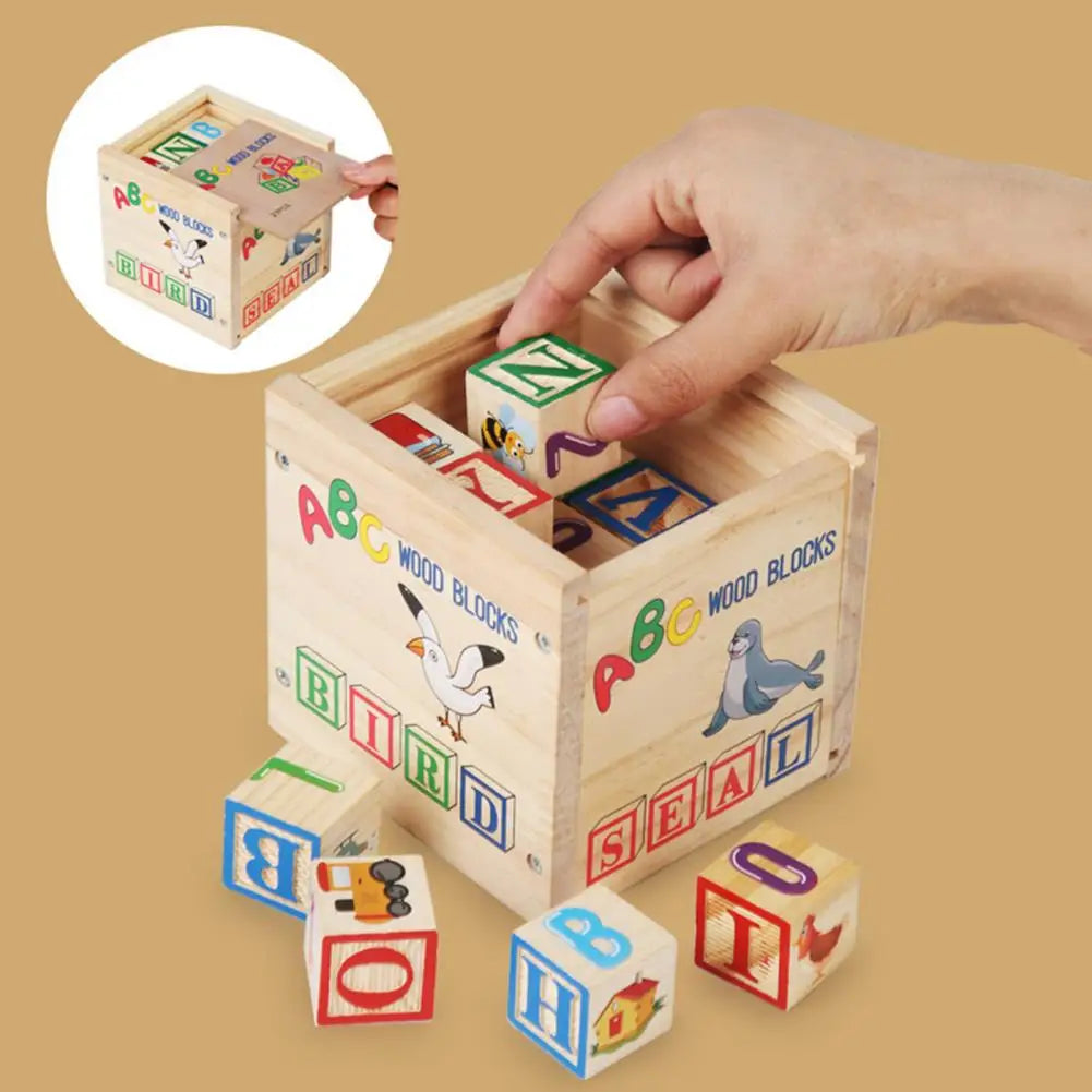 ABCStack | Learning and building - Wooden alphabet blocks with storage box