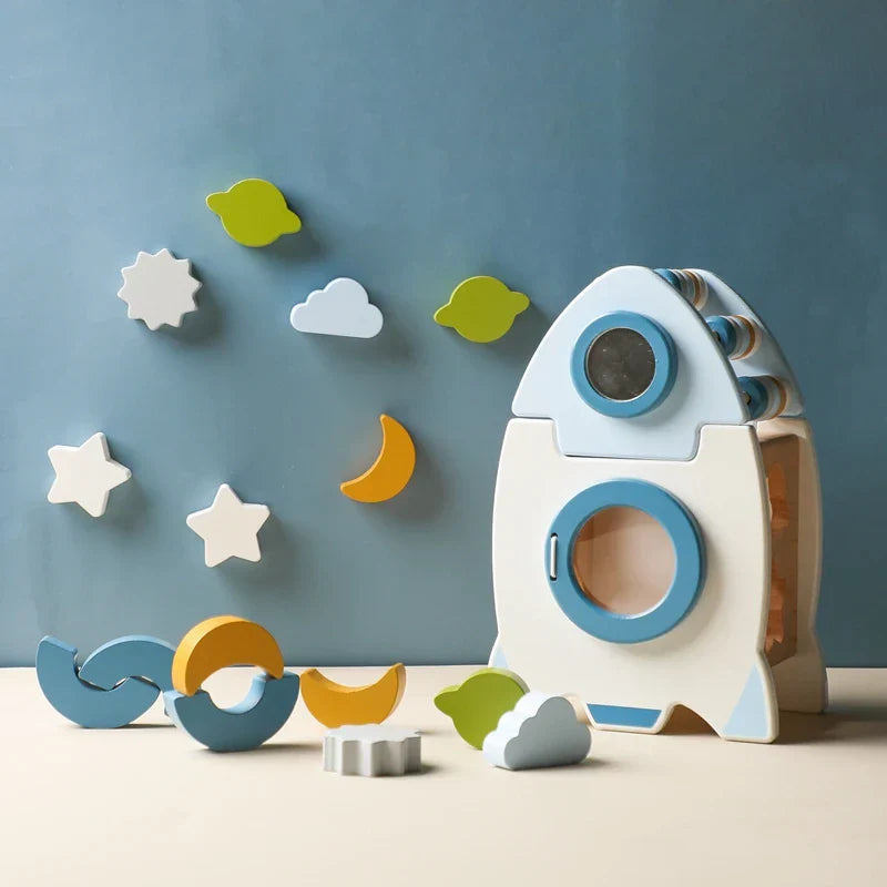 EcoToys SpaceBlocks | Education and Fun - Wooden Rocket Blocks Set