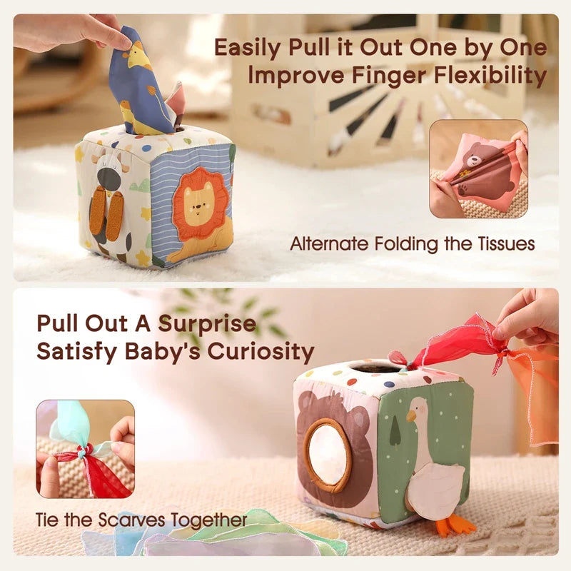 Toystar SnuzzieBox | Sensory Play – Montessori Tissue Box Toys for Babies - Zintuiglijk Spelen – Montessori Tissuedoos Spe...