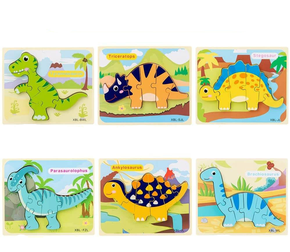 Toystar Ecotoys DinoPuz | Prehistoric fun - Wooden Dinosaur Puzzle Set - Prehistorisch plezier - Houten Dinosaurus Puzzels...