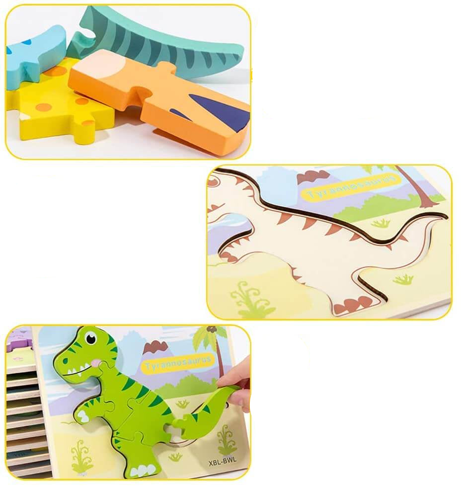 Toystar Ecotoys DinoPuz | Prehistoric fun - Wooden Dinosaur Puzzle Set - Prehistorisch plezier - Houten Dinosaurus Puzzels...