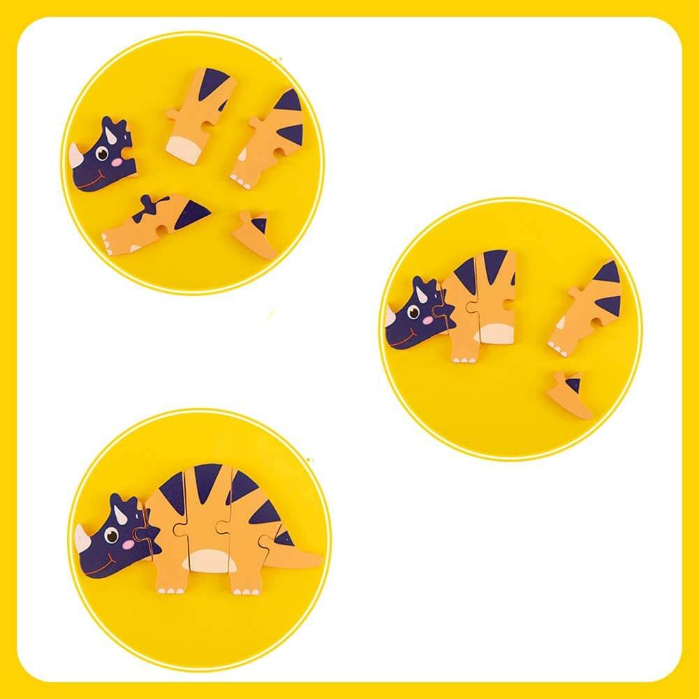 Toystar Ecotoys DinoPuz | Prehistoric fun - Wooden Dinosaur Puzzle Set - Prehistorisch plezier - Houten Dinosaurus Puzzels...
