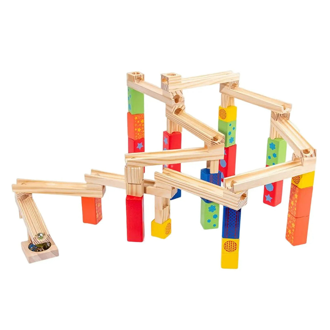 Toystar EcoToys BuildRoller | Discover, build and learn - Endless Wooden Marble Track - Ontdek, bouw en leer - Endeloze Ho...