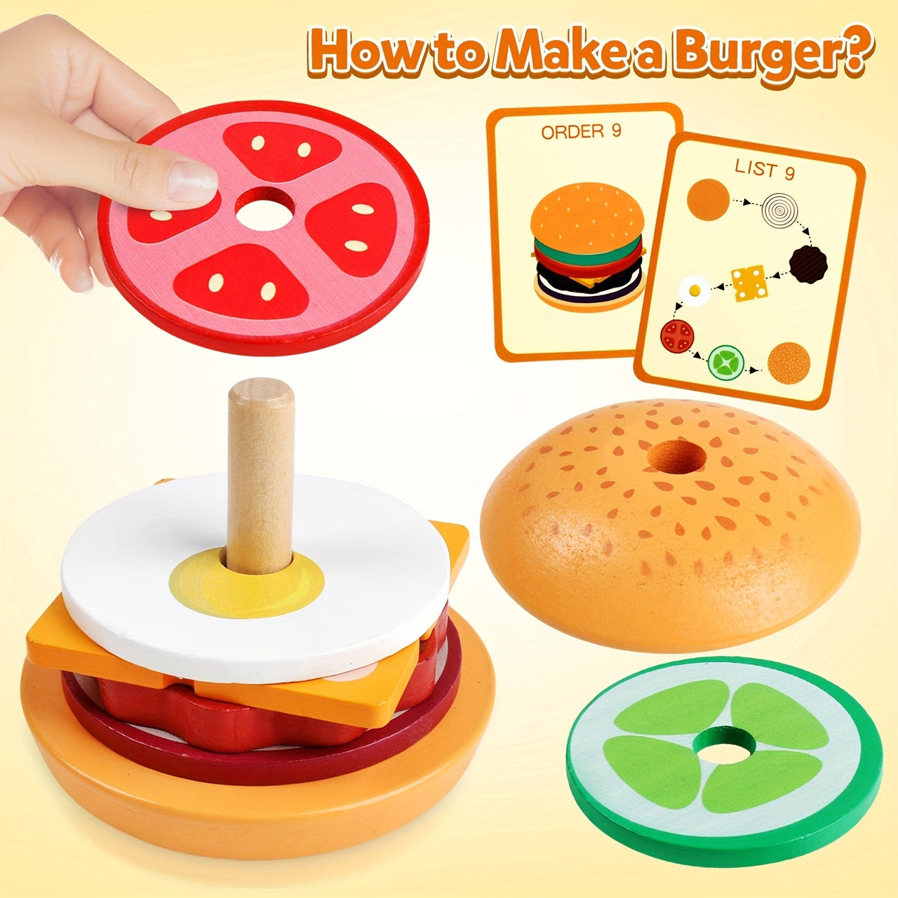 Toystar Ecotoys BurgerMaster | Playful Stacking - Educational Montessori Stacking Toys for Toddlers and Preschoolers - Spe...