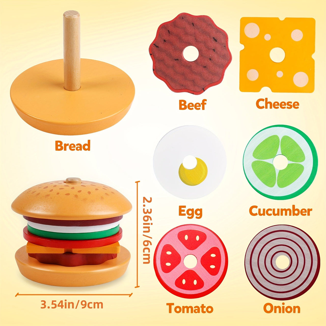 Toystar Ecotoys BurgerMaster | Playful Stacking - Educational Montessori Stacking Toys for Toddlers and Preschoolers - Spe...