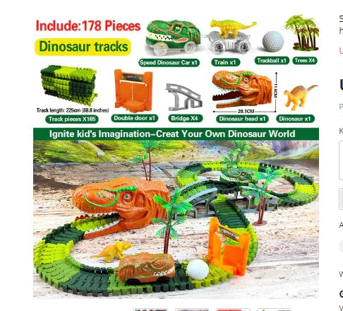 Racing Dinosaur Train Set | Imaginative Train Track Set for Unprecedented Play Fun - Including Extra Dino and Train Car