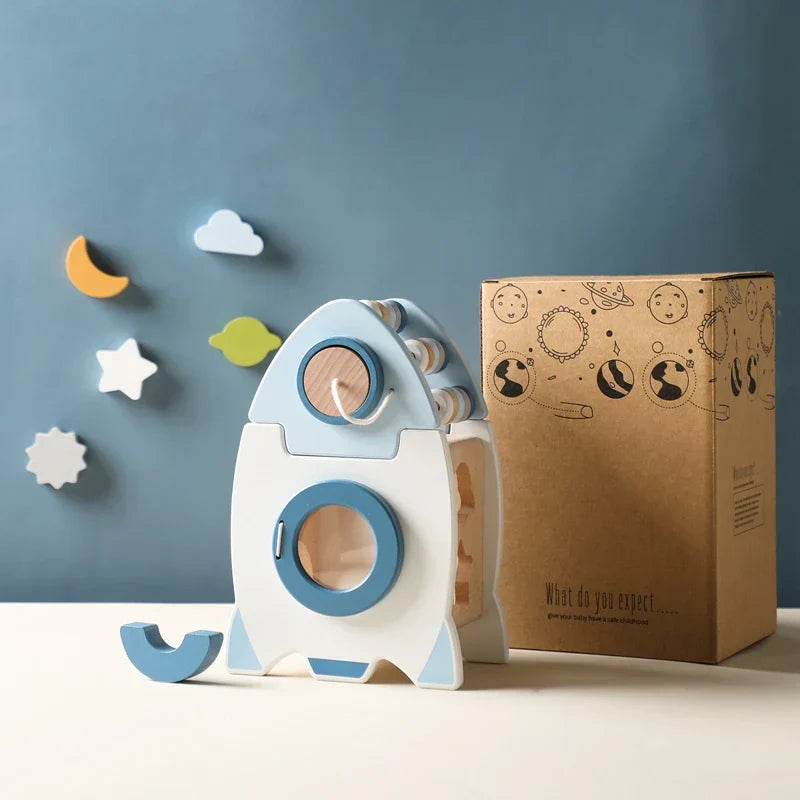 EcoToys SpaceBlocks | Education and Fun - Wooden Rocket Blocks Set