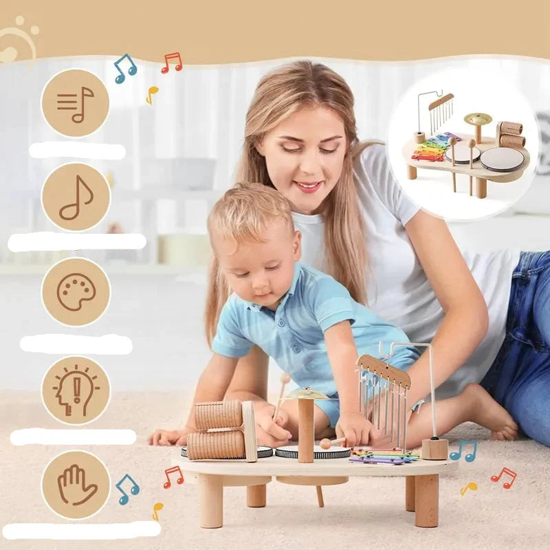 Educational Wooden Music Table – Complete Instrument Set for Toddlers, from 3 years