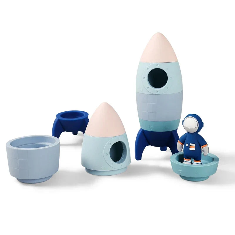 EcoToys SpaceBlocks | Education and Fun - Wooden Rocket Blocks Set