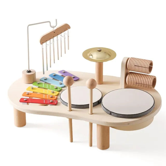 Educational Wooden Music Table – Complete Instrument Set for Toddlers, from 3 years