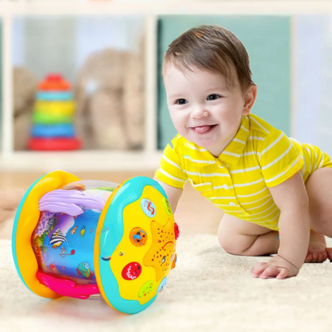 Toystar TwinkleDrum | Magical light and music experience for babies - Rotating Montessori Toy Drum - Bestseller - Magische...